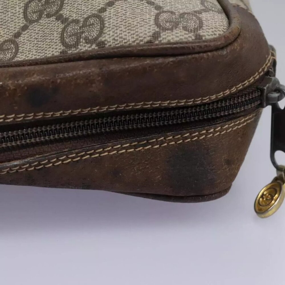 GUCCI GG Supreme Web Sherry Line Clutch Bag PVC Beige Red Green Auth - Picture 7 of 16